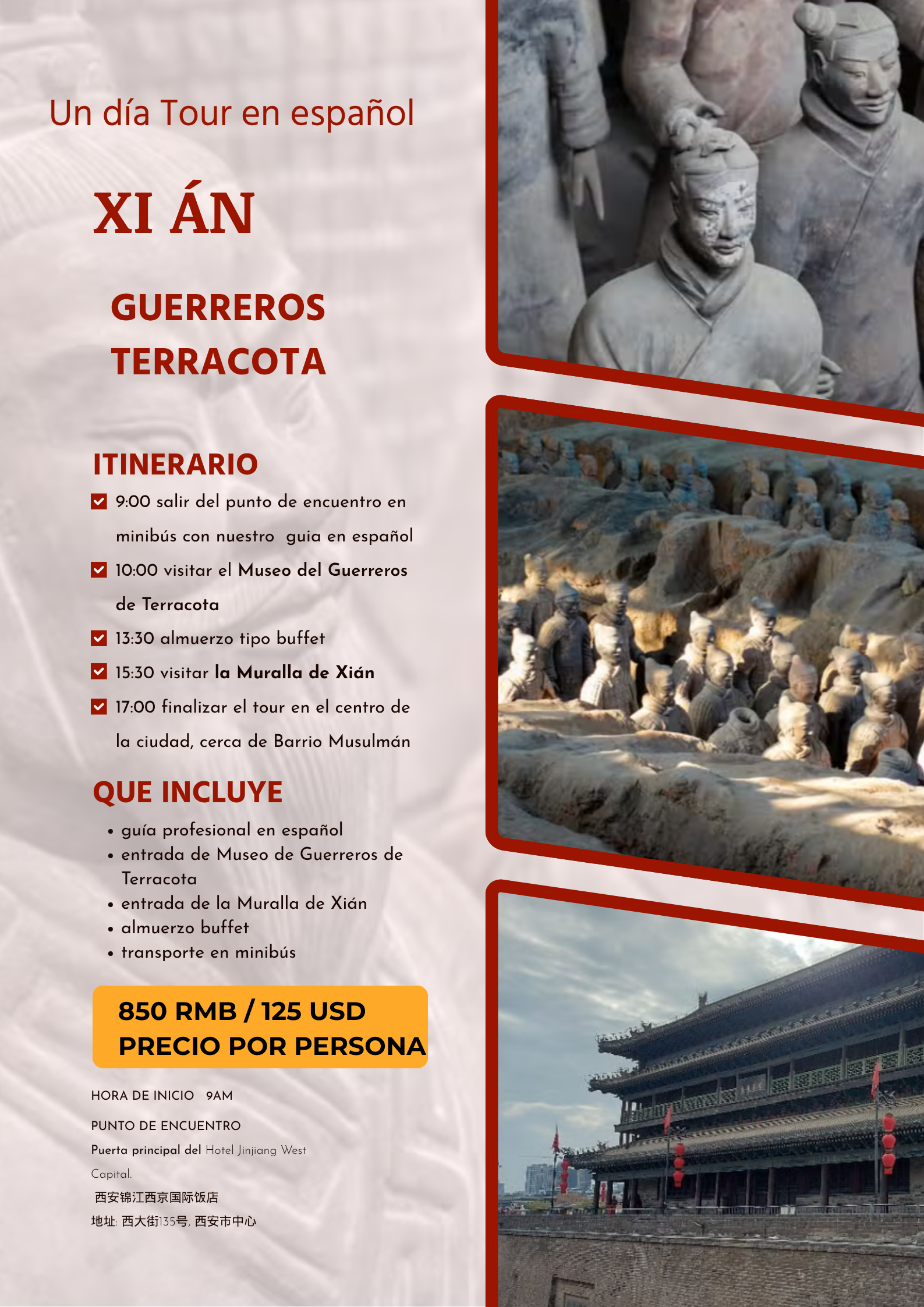 Tour de un día en español a los Guerreros de Terracota y la Muralla de Xián
